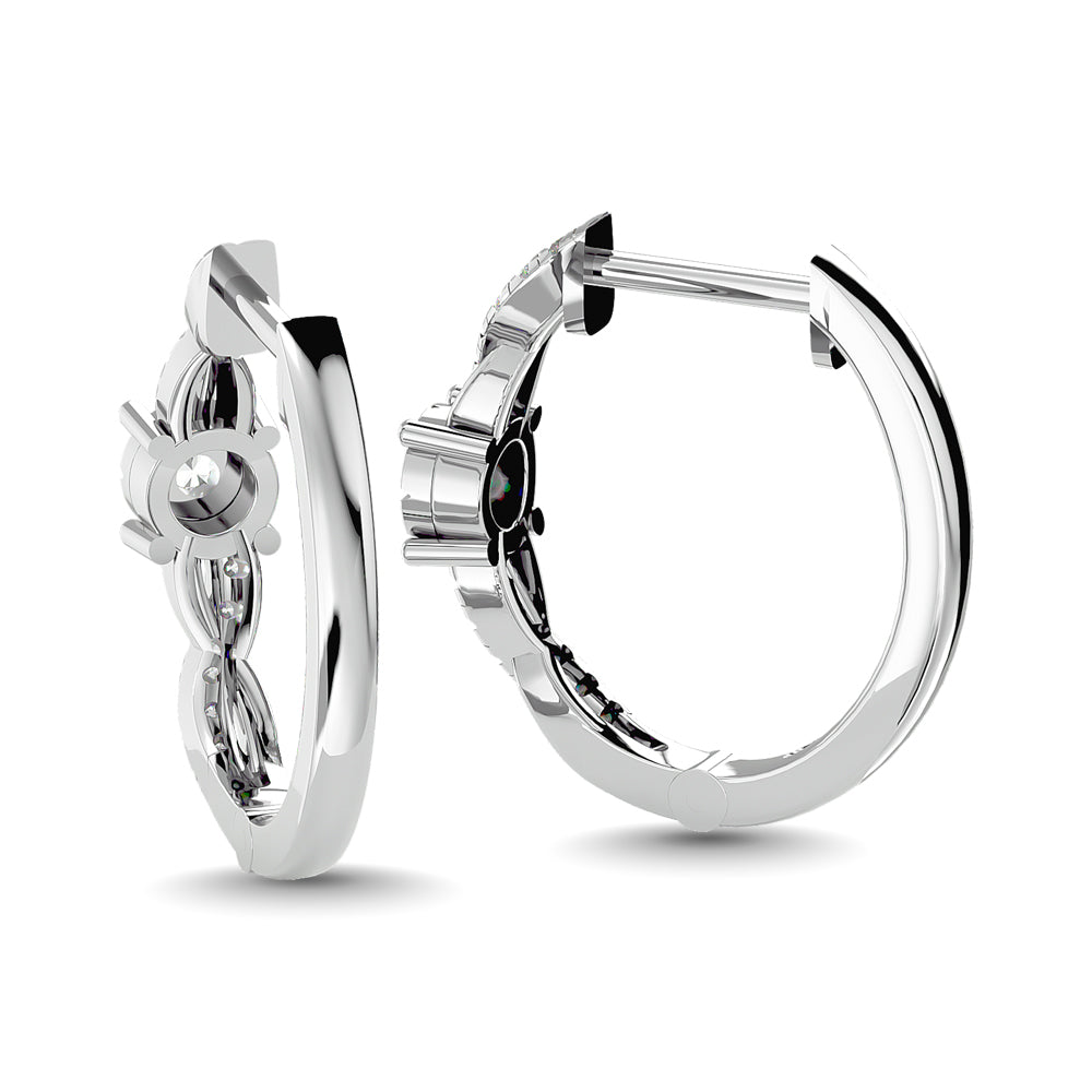 Diamond 1/4 Ct.Tw. Hoop Earrings in 14K White Gold  Picasso Gold & Diamond Jewelry