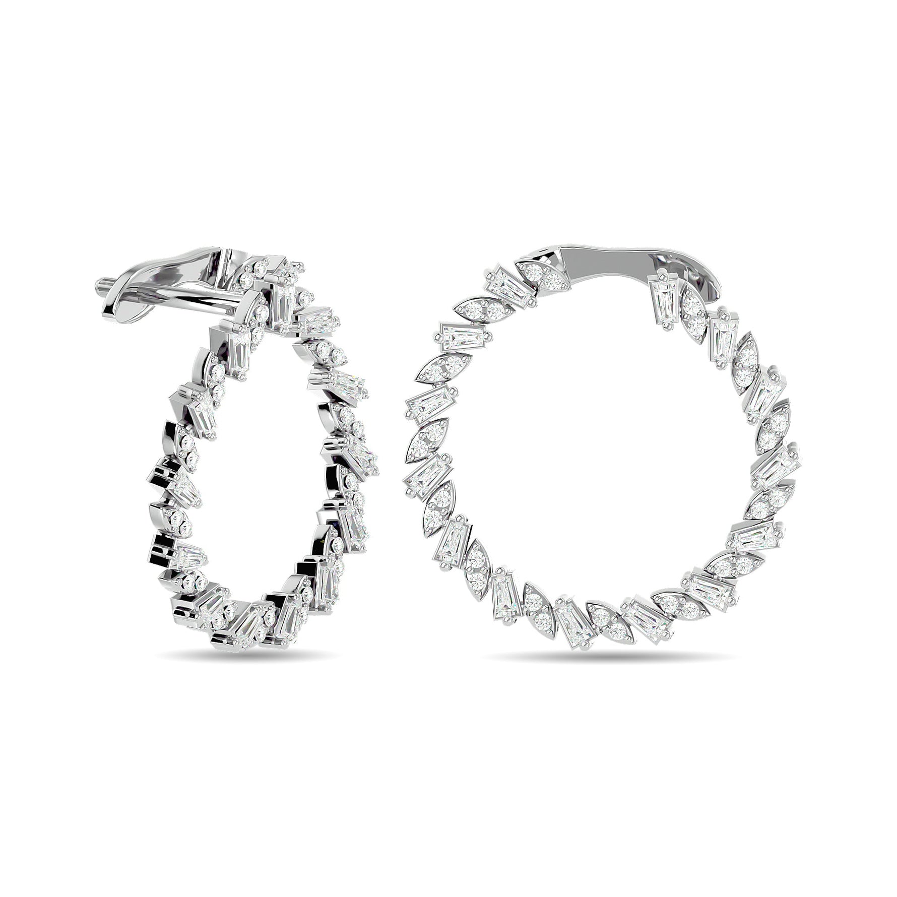 Diamond 3/4 Ct.Tw. Straight Baguette Hoop Earrings in 14K White Gold  Picasso Gold & Diamond Jewelry