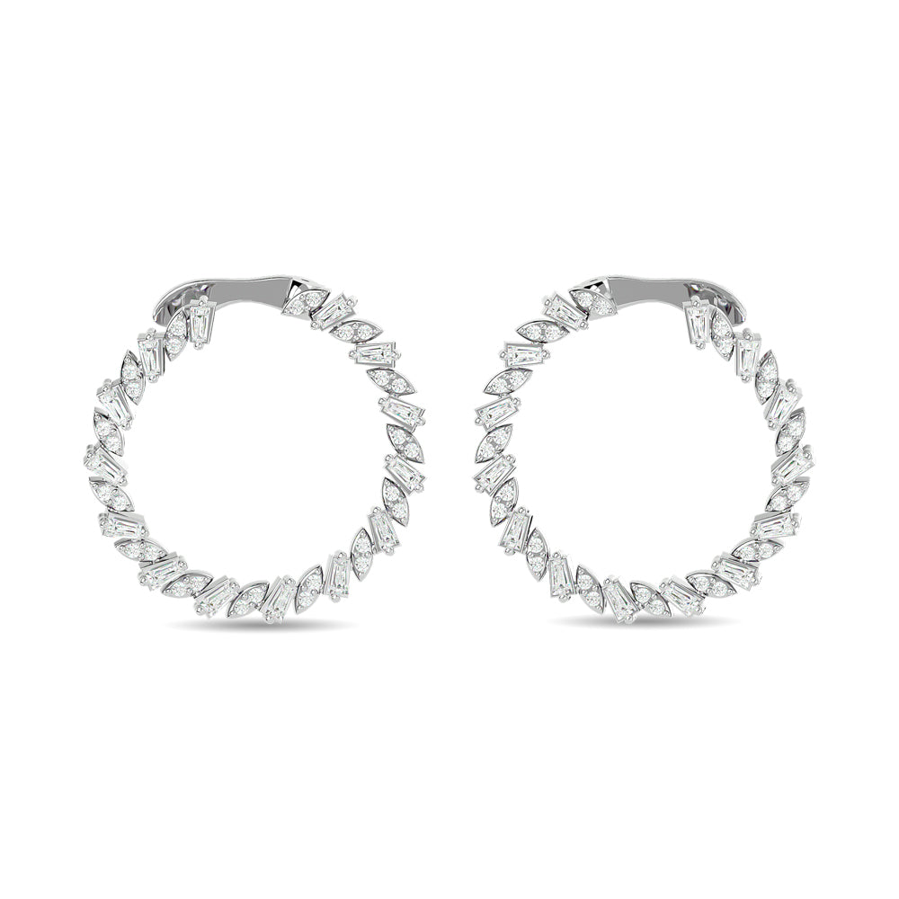 Diamond 3/4 Ct.Tw. Straight Baguette Hoop Earrings in 14K White Gold  Picasso Gold & Diamond Jewelry