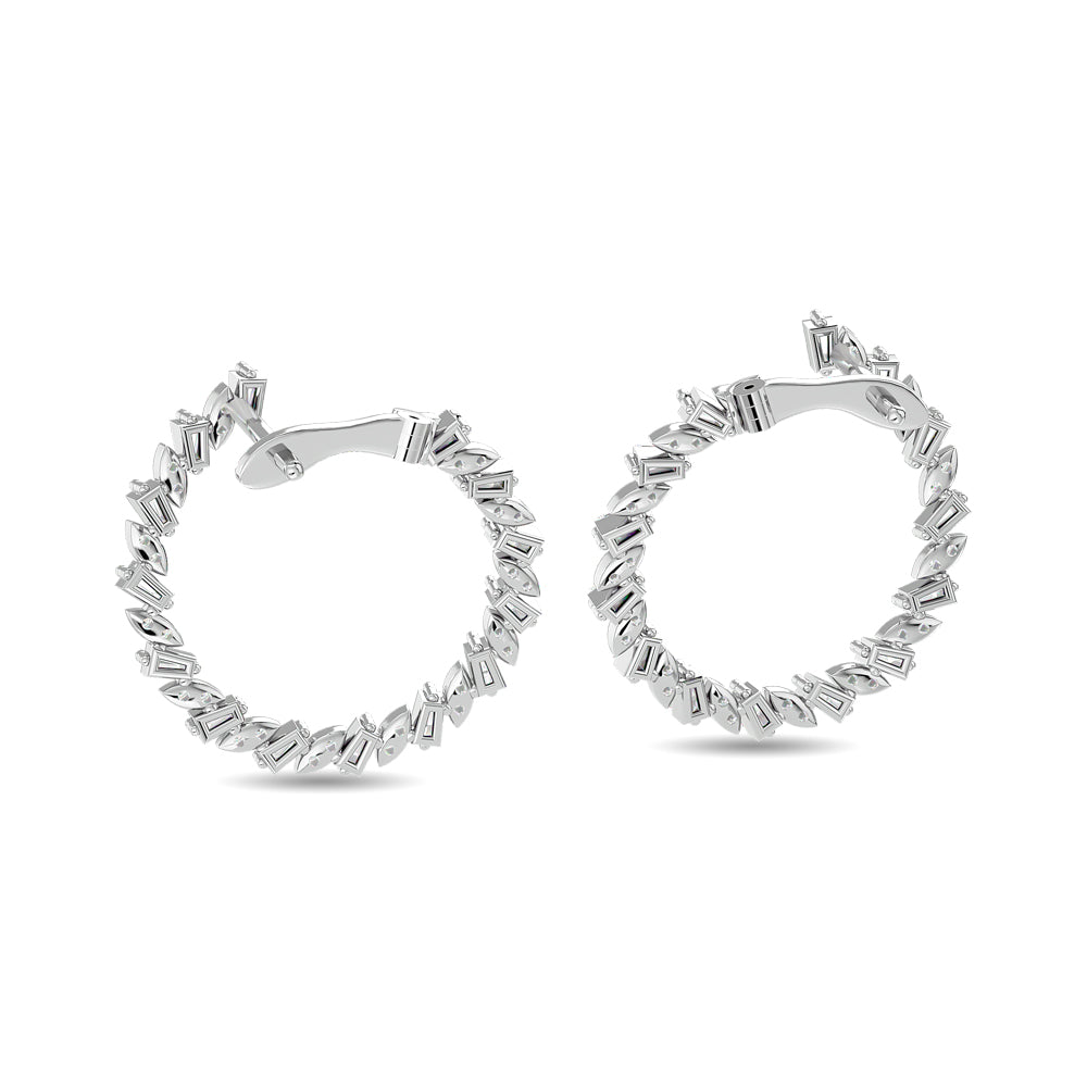 Diamond 3/4 Ct.Tw. Straight Baguette Hoop Earrings in 14K White Gold  Picasso Gold & Diamond Jewelry