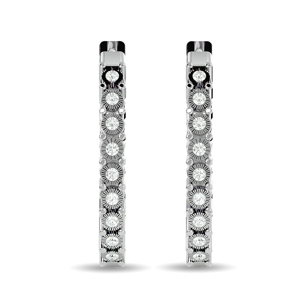Diamond 3/8 Ct.tw Hoop Earrings in 10K White Gold  Picasso Gold & Diamond Jewelry