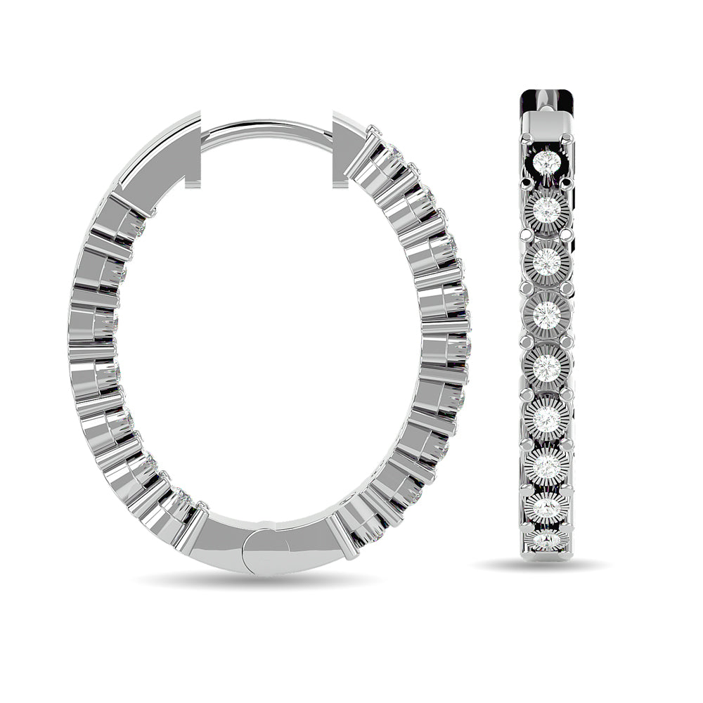 Diamond 3/8 Ct.tw Hoop Earrings in 10K White Gold  Picasso Gold & Diamond Jewelry
