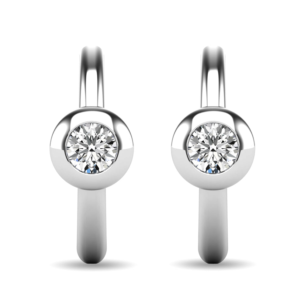 Diamond 1/10 Ct.tw Bezel Set Earrings in 10K White Gold  Picasso Gold & Diamond Jewelry