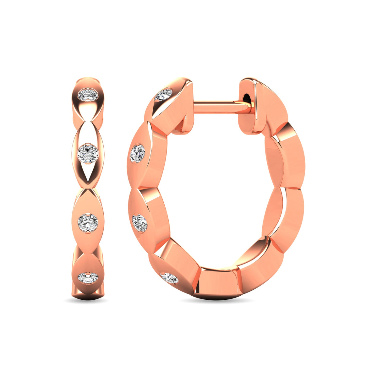 Diamond 1/10 Ct.tw Hoop Earrings in 10K Rose Gold  Picasso Gold & Diamond Jewelry