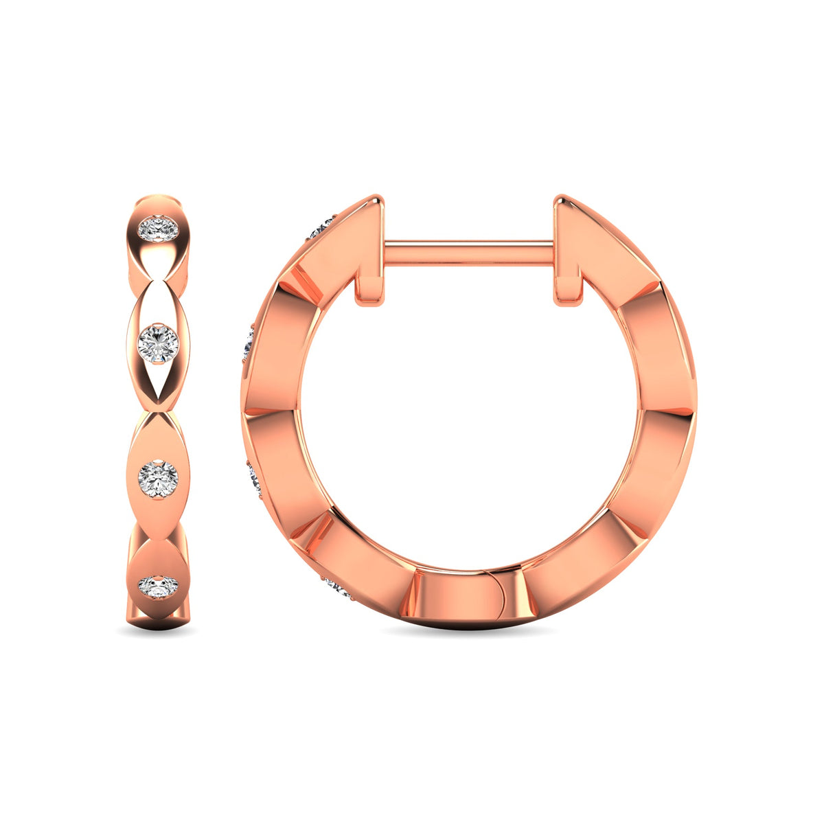 Diamond 1/10 Ct.tw Hoop Earrings in 10K Rose Gold  Picasso Gold & Diamond Jewelry