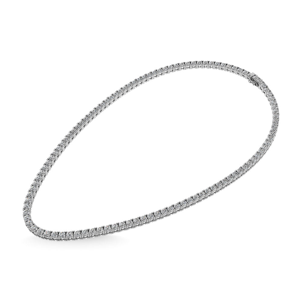 Elegant Sterling Silver tennis necklace, detail view.