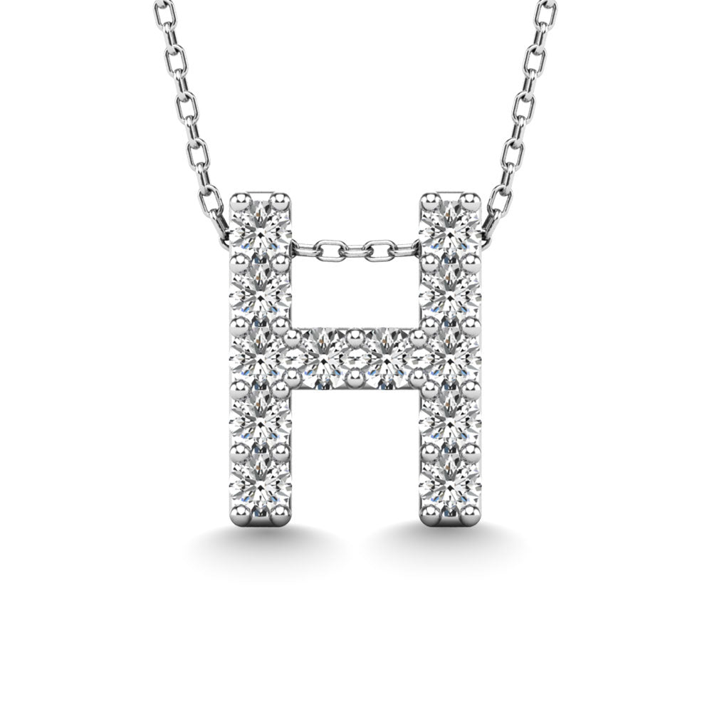 Diamond 1/8 Ct.Tw. Letter H Pendant in 14K White Gold