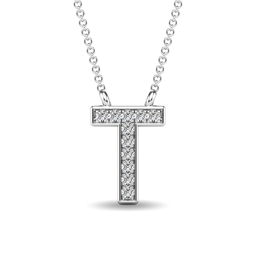 Diamond 1/20 Ct.Tw. Letter T Pendant in 10K White Gold