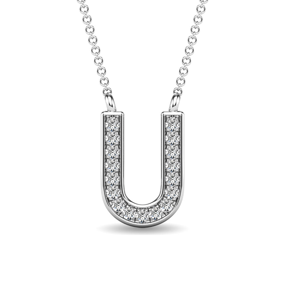 Diamond 1/20 Ct.Tw. Letter U Pendant in 10K White Gold