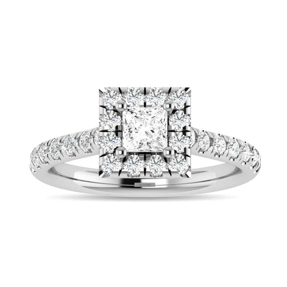 Diamond 1 Ct.Tw. Princess Shape Engagement Ring in 14K White Gold