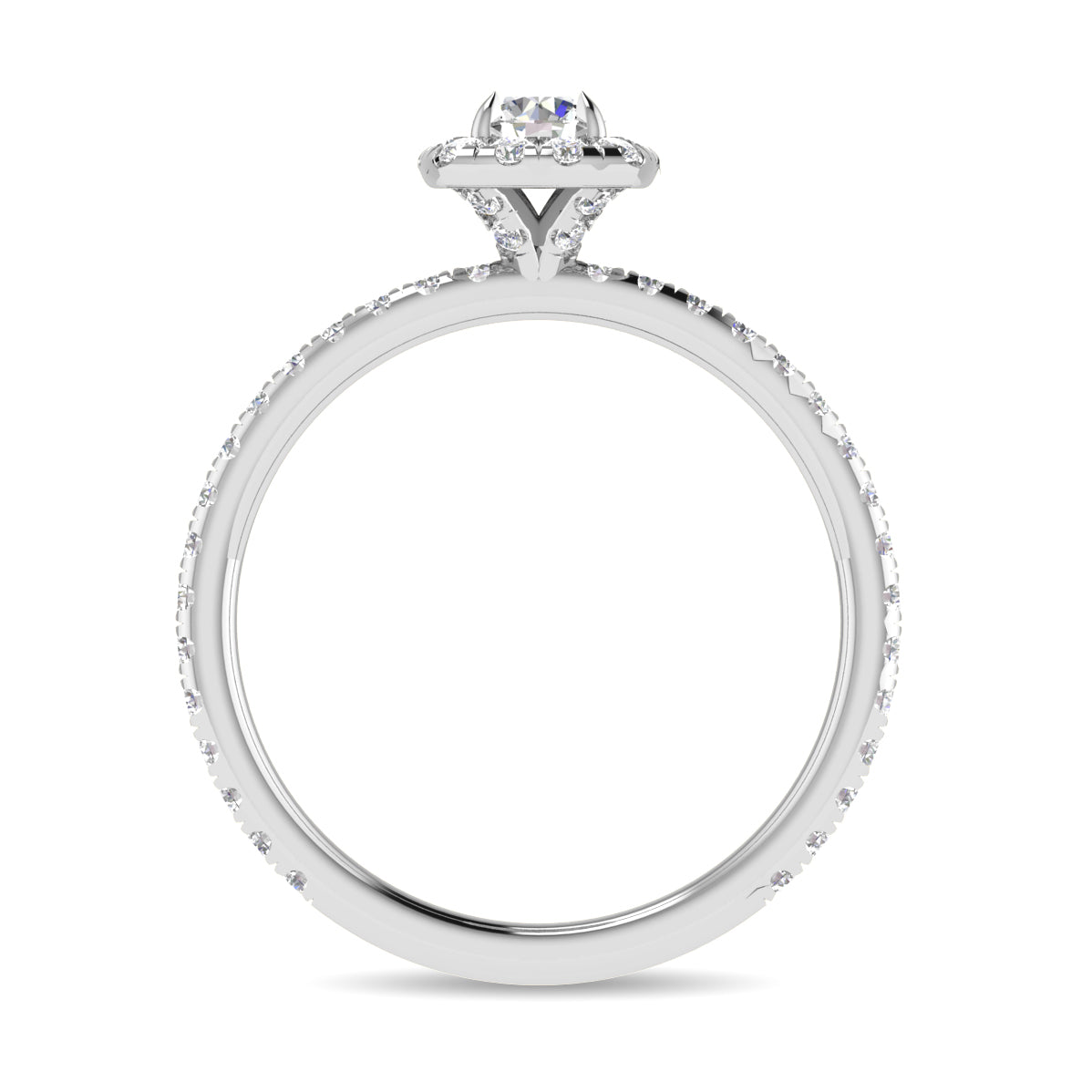 Diamond 3/4 Ct.Tw. Cushion Shape Engagement Ring in 14K White Gold
