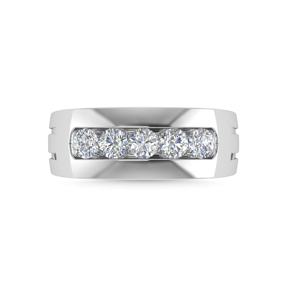 Diamond 1 Ct.Tw.Mens Wedding Band in 14K White Gold