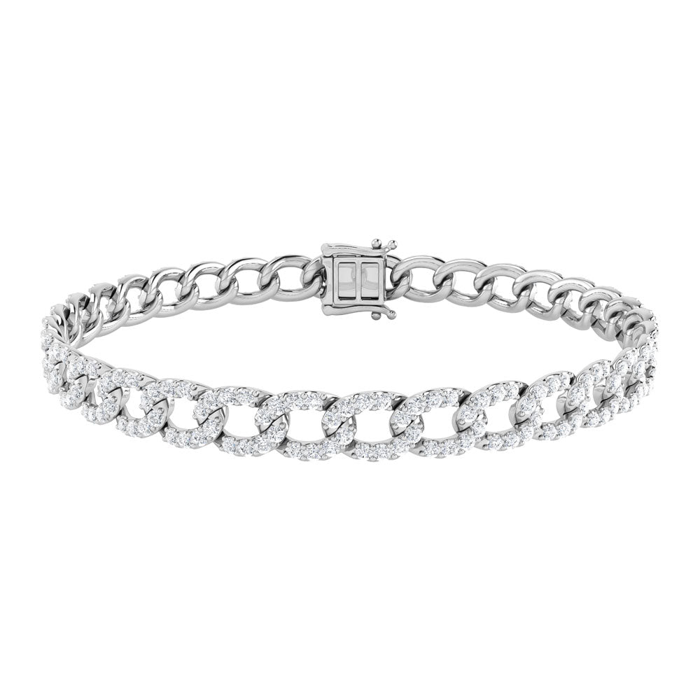 Diamond 3 1/8 Ct.Tw. Cuban Bracelets in 14K White Gold