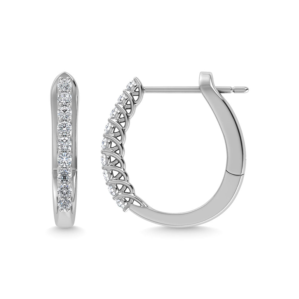Diamond 1/4 Ct.Tw. Hoop Earrings in 14K White Gold  Picasso Gold & Diamond Jewelry