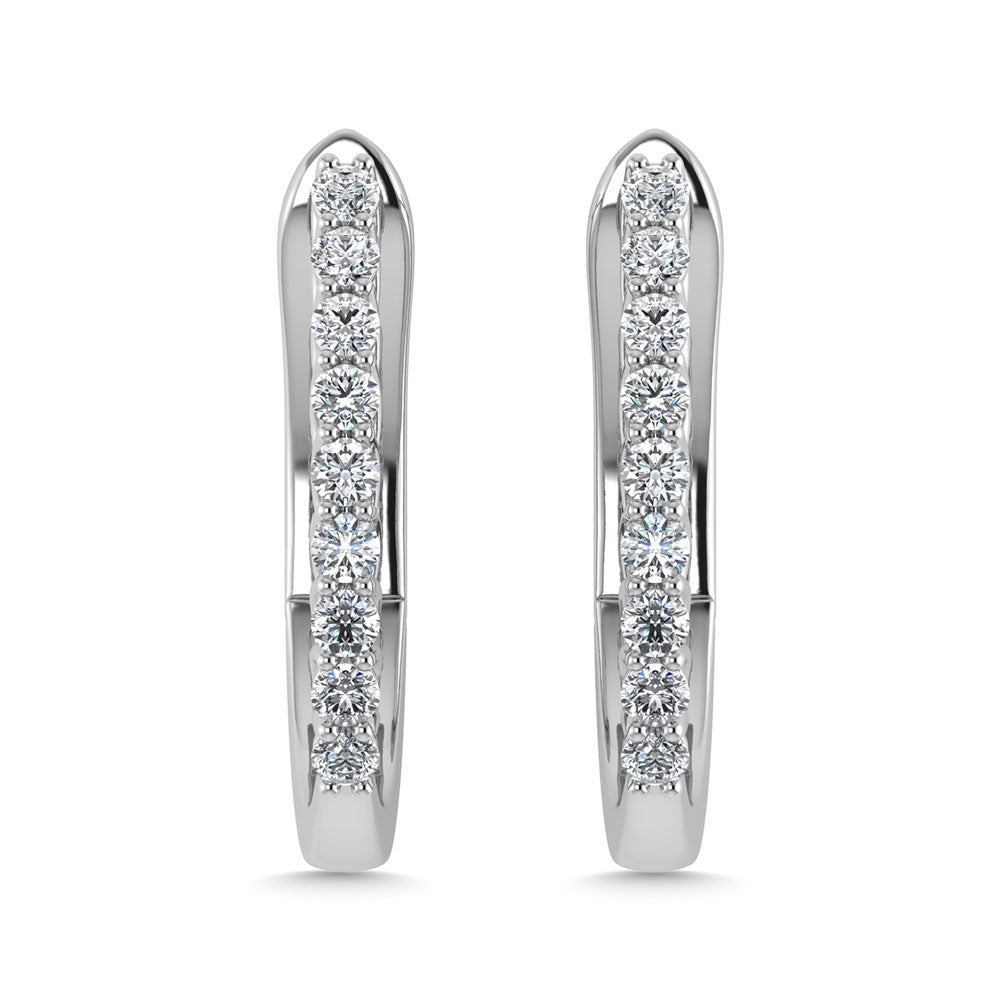 Diamond 1/4 Ct.Tw. Hoop Earrings in 14K White Gold  Picasso Gold & Diamond Jewelry