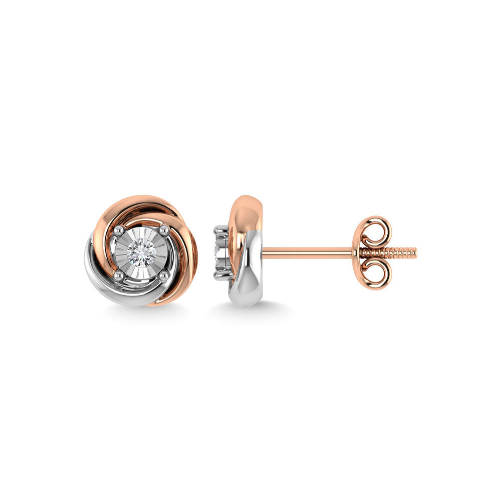 14k White Gold stud earrings, showcasing 0.152 CTW diamond, side profile view.