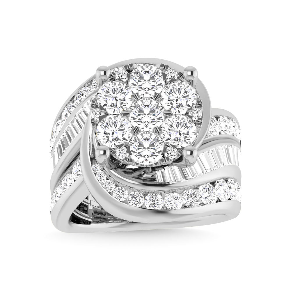 Diamond 4 Ct.Tw. Cluster Engagement Ring in 14K White Gold