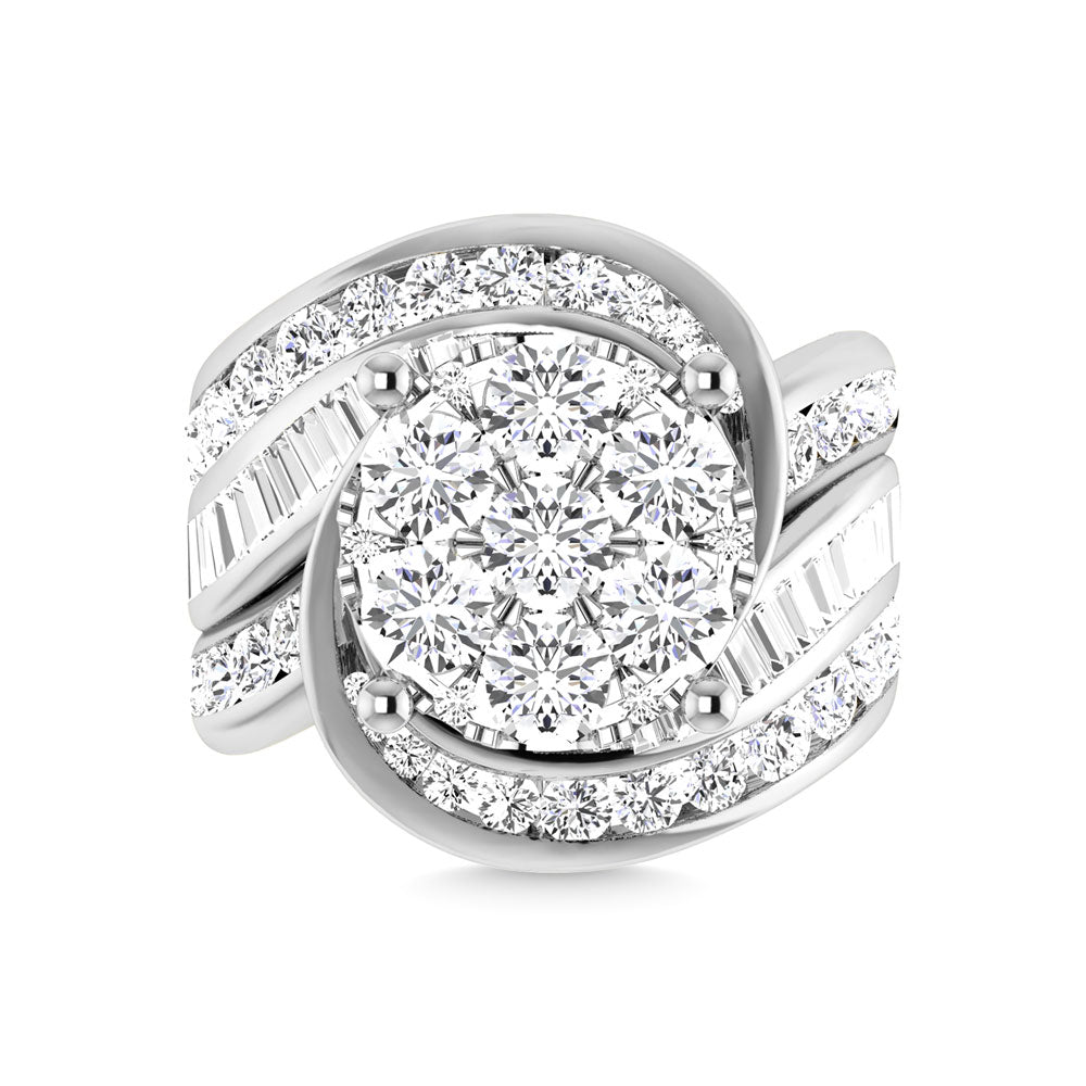Diamond 4 Ct.Tw. Cluster Engagement Ring in 14K White Gold