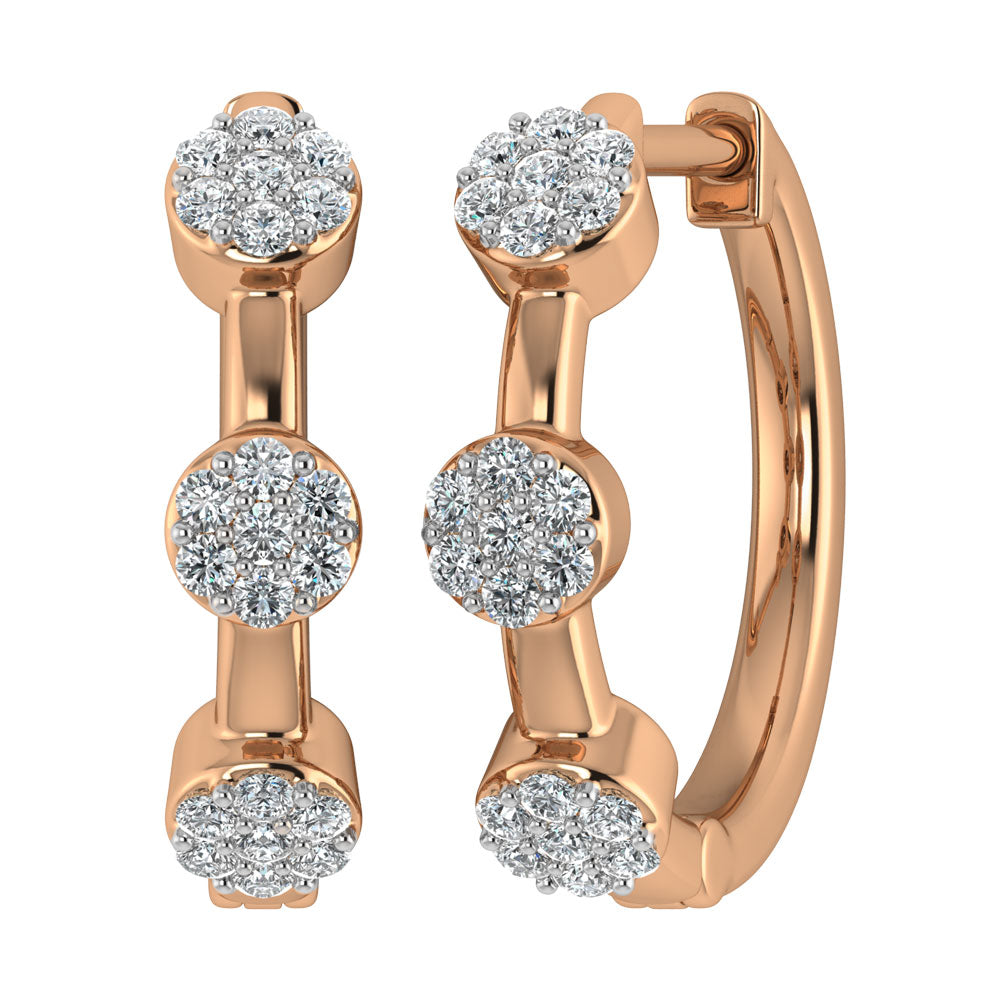 Earrings Diamond 1/5 Ct.Tw. Cluster Hoop Earrings in 10K Rose Gold Diamond 1/5 Ct.Tw. Cluster Hoop Earrings in 10K Rose Gold 63892P-E