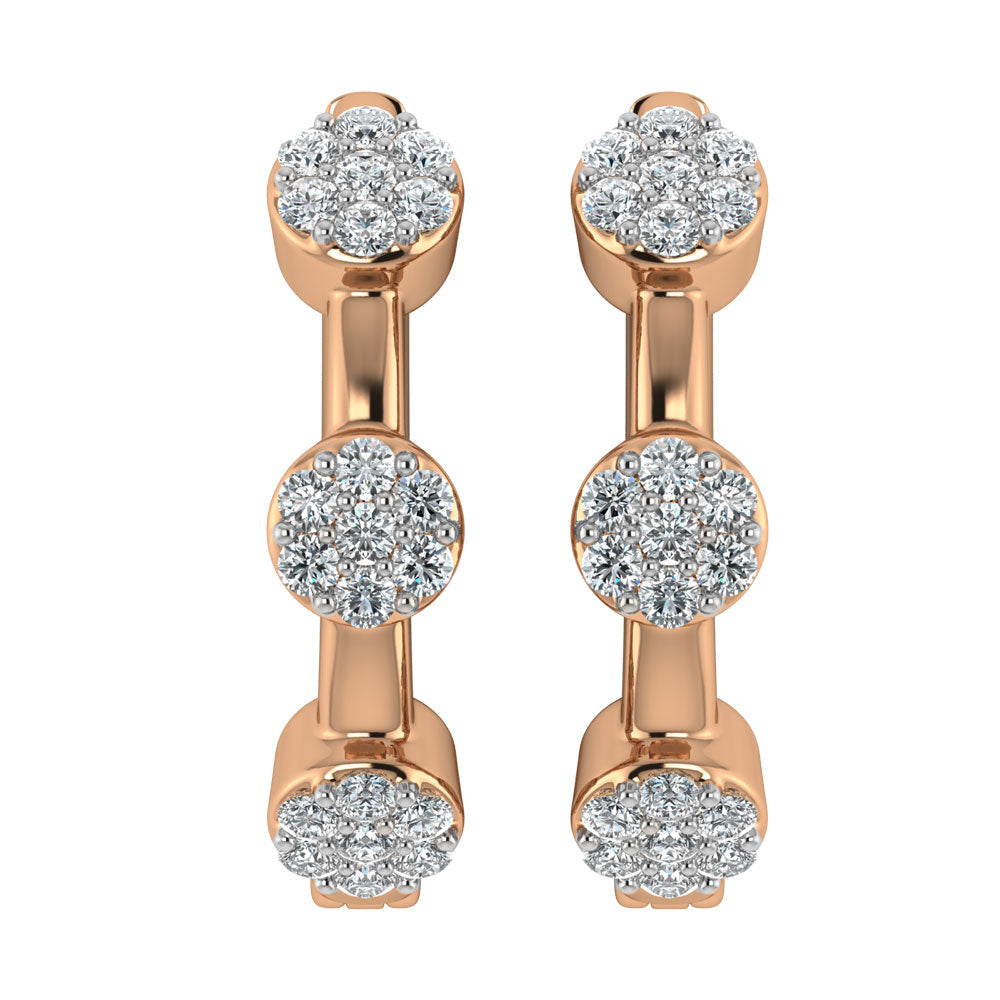 Earrings Diamond 1/5 Ct.Tw. Cluster Hoop Earrings in 10K Rose Gold Diamond 1/5 Ct.Tw. Cluster Hoop Earrings in 10K Rose Gold 63892P-E