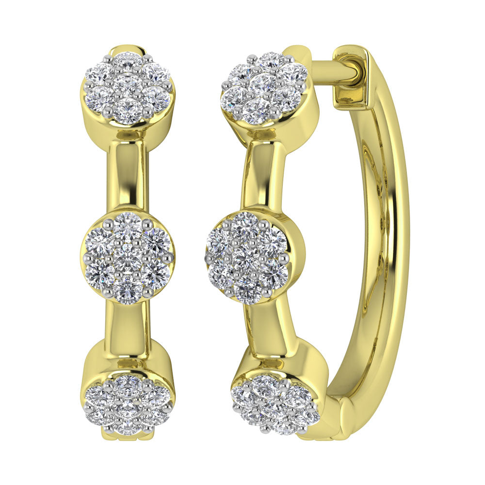 Diamond 1/5 Ct.Tw. Cluster Hoop Earrings in 10K Yellow Gold  Picasso Gold & Diamond Jewelry