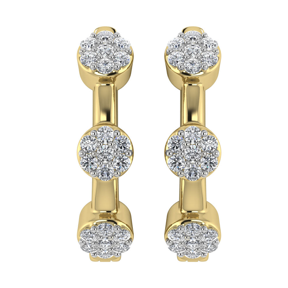 Diamond 1/5 Ct.Tw. Cluster Hoop Earrings in 10K Yellow Gold  Picasso Gold & Diamond Jewelry