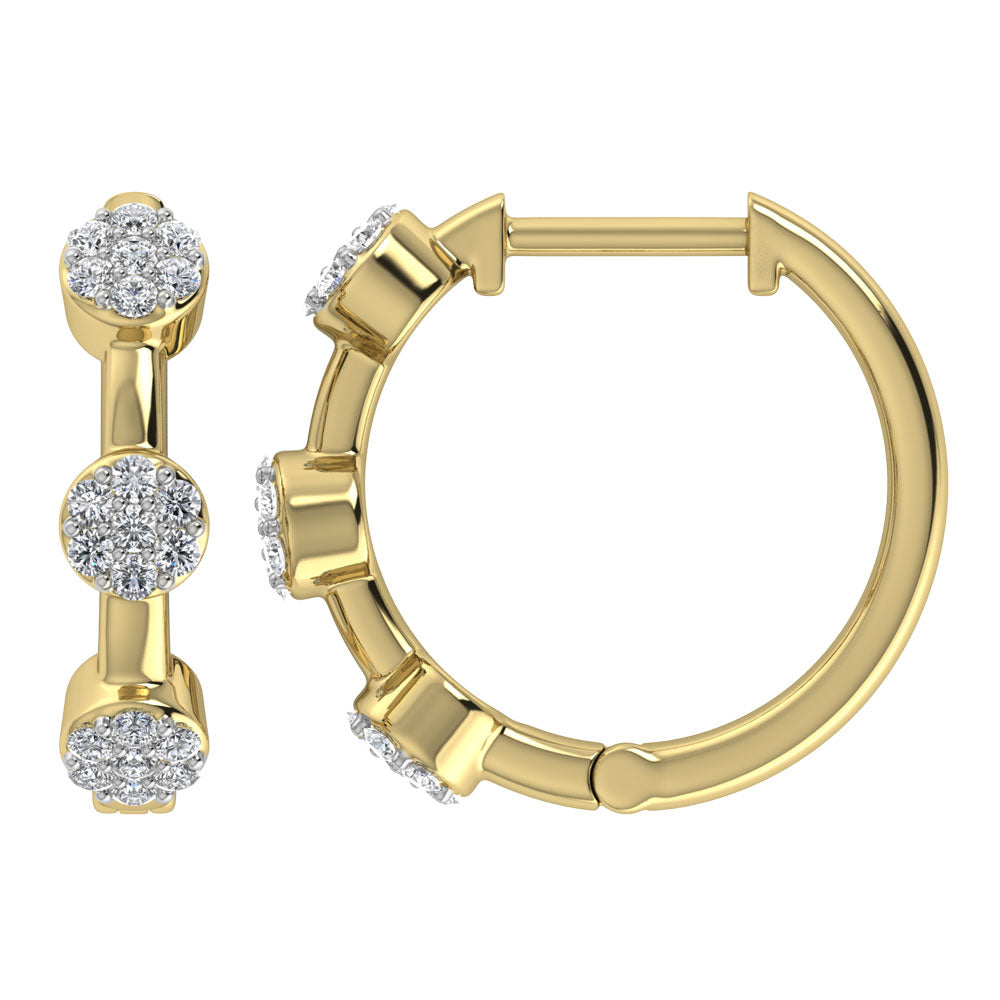 Diamond 1/5 Ct.Tw. Cluster Hoop Earrings in 10K Yellow Gold  Picasso Gold & Diamond Jewelry