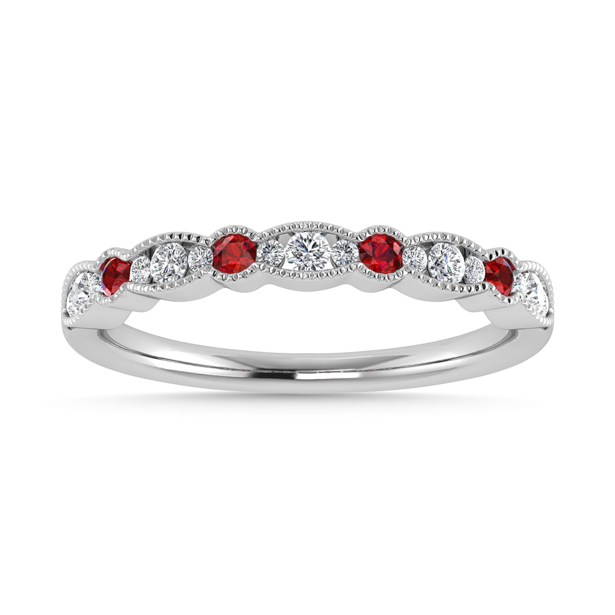 Diamond 1/4 ct. tw. And Ruby Band in 14K White Gold | Picasso Gold & Diamond