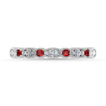 Diamond 1/4 ct. tw. And Ruby Band in 14K White Gold, side profile view showing the band