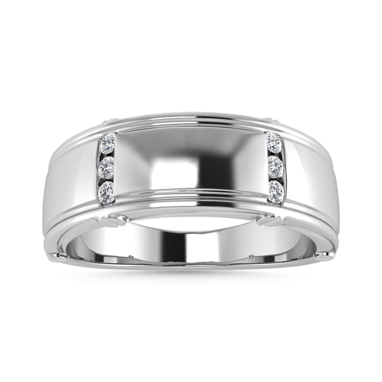 Diamond 1/10 Ct.Tw. Mens Band in 14K White Gold