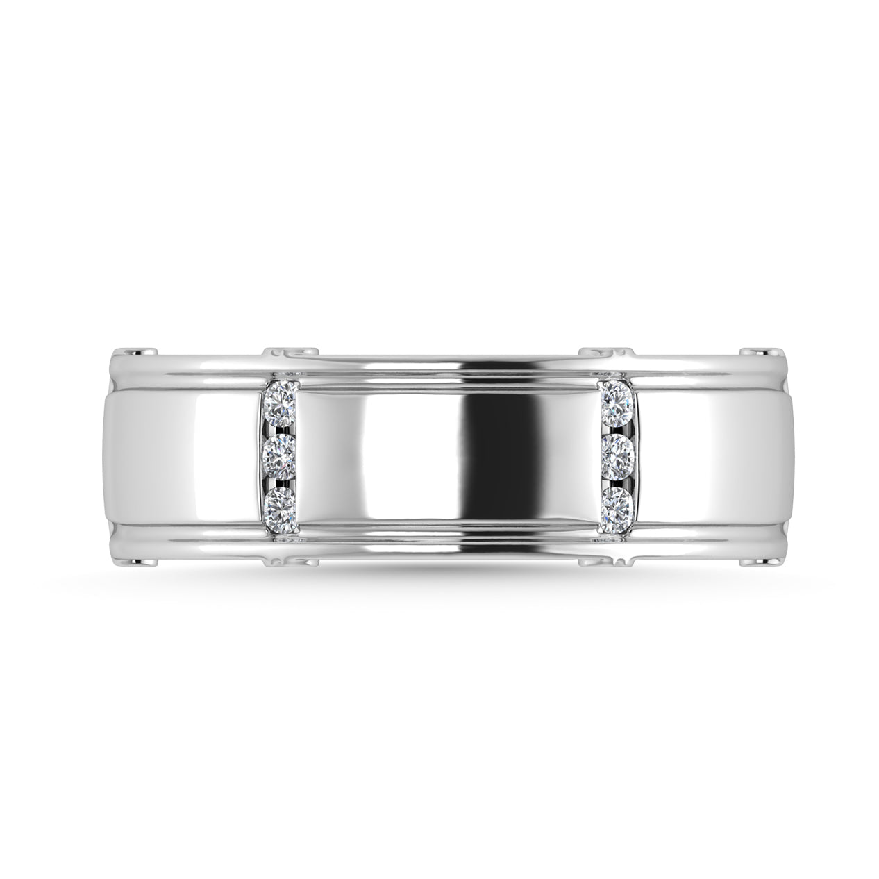 Diamond 1/10 Ct.Tw. Mens Band in 14K White Gold