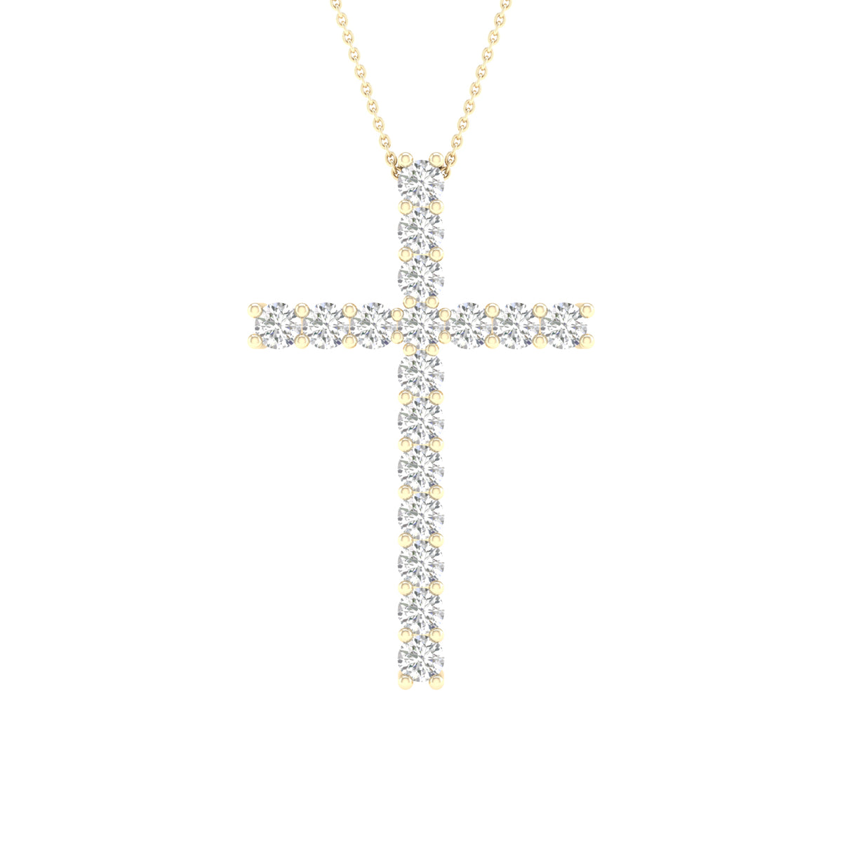 14K 1.00CT Certified Lab Grown Diamond Cross Pendant ( IGI Certified ) - Picasso Gold & Diamond Jewelry