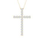 14K 1.00CT Certified Lab Grown Diamond Cross Pendant ( IGI Certified ) - Picasso Gold & Diamond Jewelry