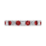 14K White Gold Machine Set Alternate Ruby and Diamond 5/8 ct. tw. Band, side profile view showing the band