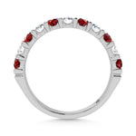 14K White Gold Machine Set Alternate Ruby and Diamond 5/8 ct. tw. Band, close-up of the diamond setting