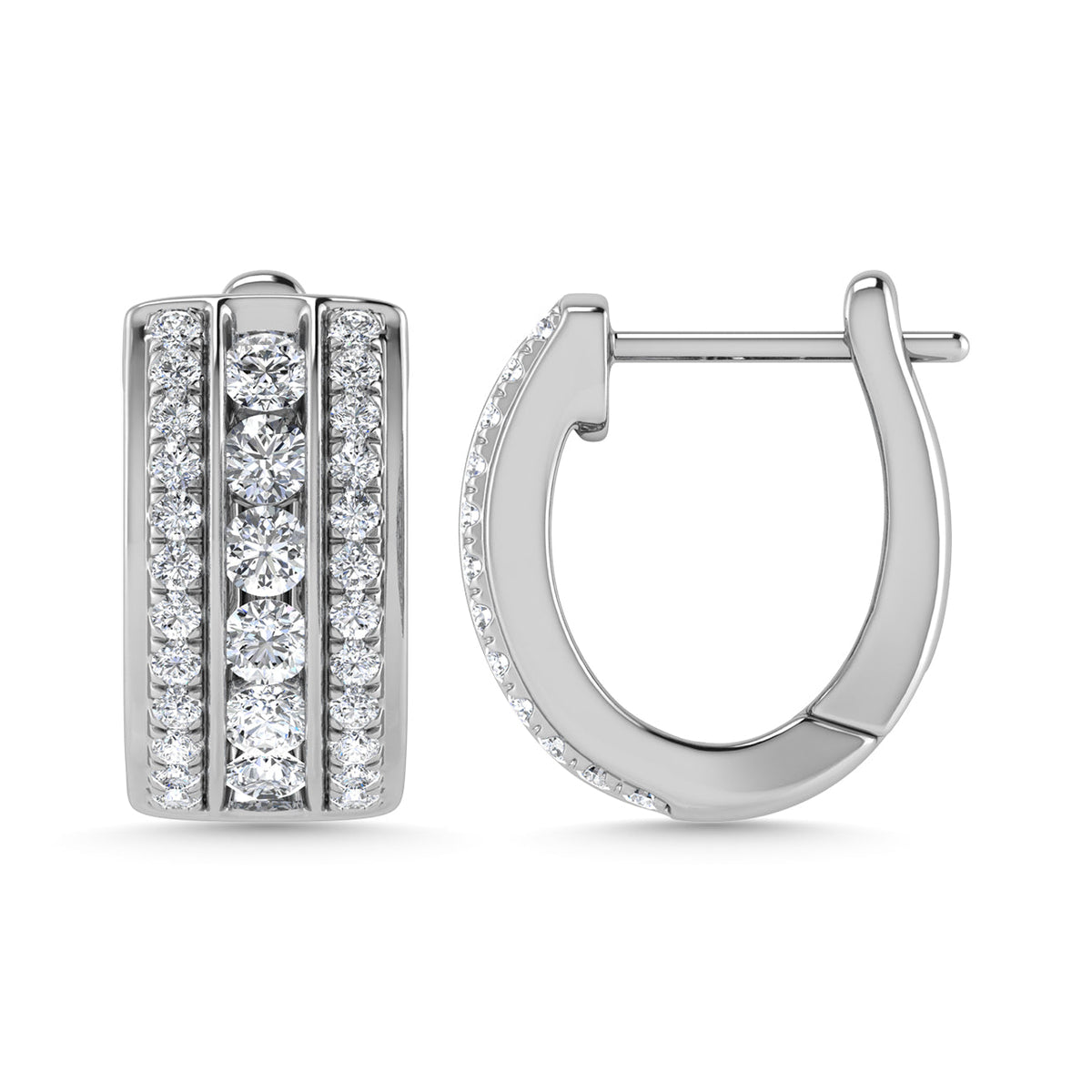 Diamond 1 Ct.Tw. Hoop Earrings in 14K White Gold  Picasso Gold & Diamond Jewelry