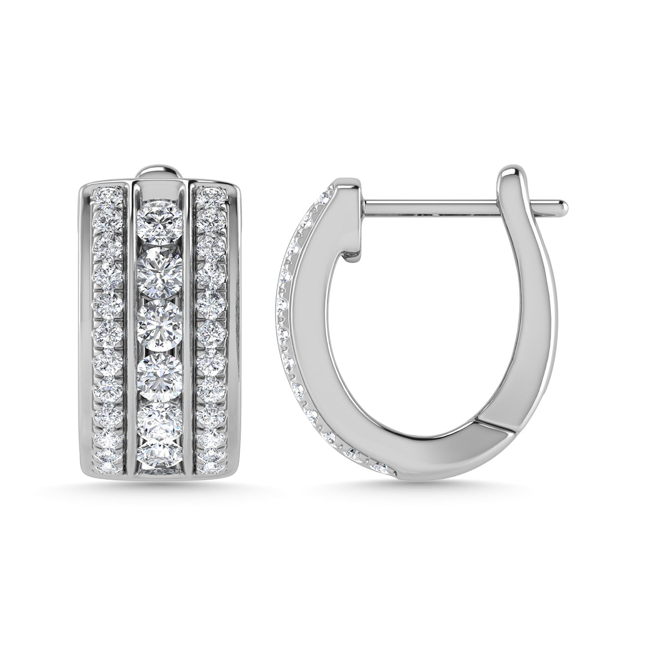 Diamond 1 1/2 Ct.Tw. Hoop Earrings in 14K White Gold  Picasso Gold & Diamond Jewelry
