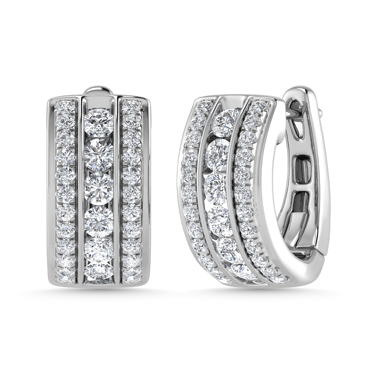 Diamond 1 1/2 Ct.Tw. Hoop Earrings in 14K White Gold  Picasso Gold & Diamond Jewelry