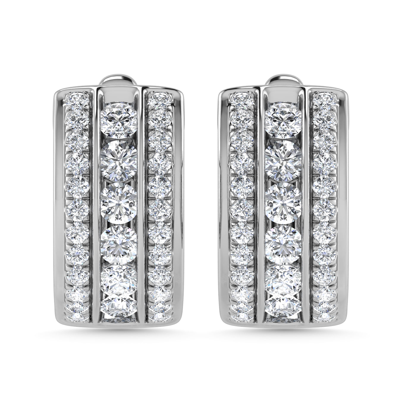 Diamond 1 1/2 Ct.Tw. Hoop Earrings in 14K White Gold  Picasso Gold & Diamond Jewelry