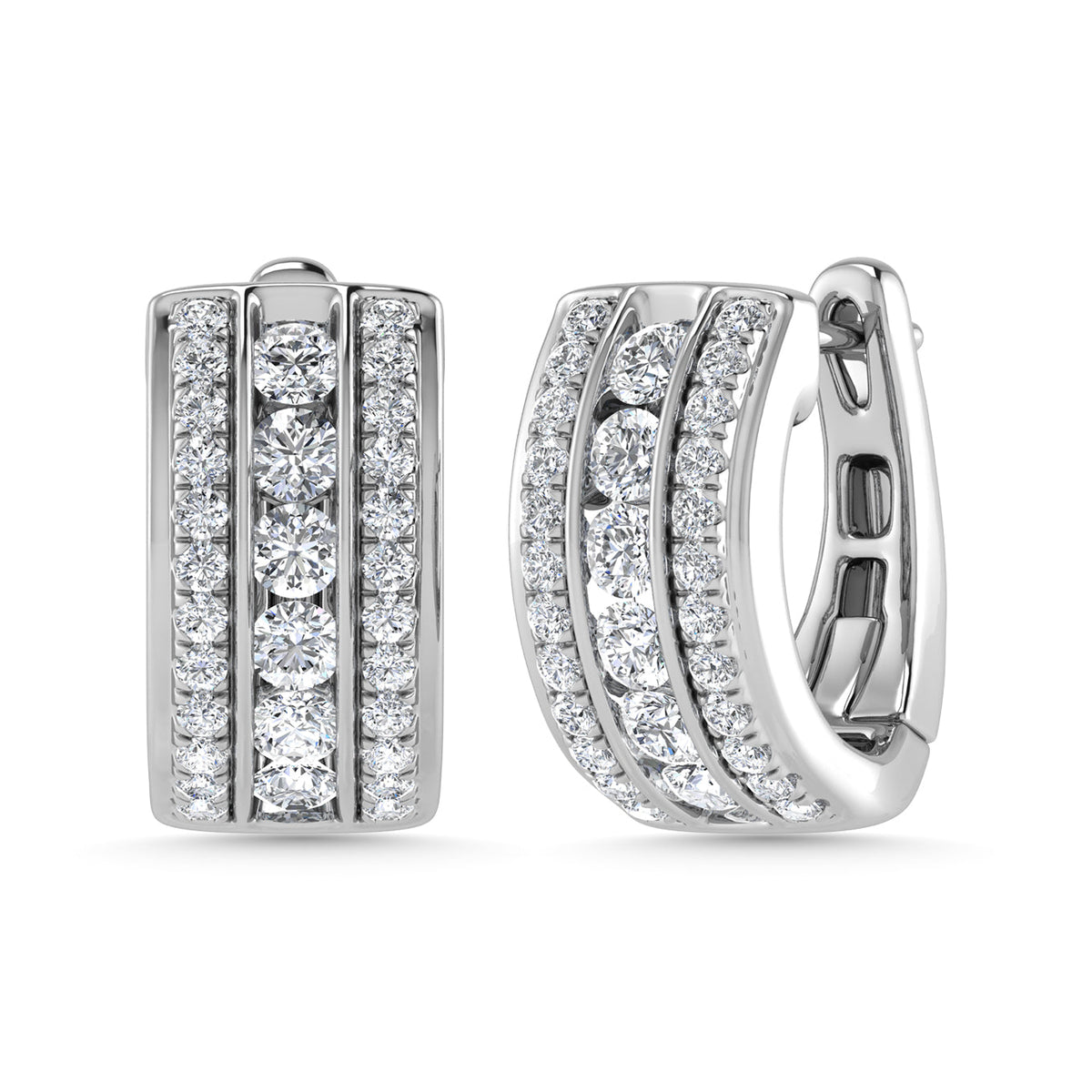 Diamond 2 Ct.Tw. Hoop Earrings in 14K White Gold  Picasso Gold & Diamond Jewelry