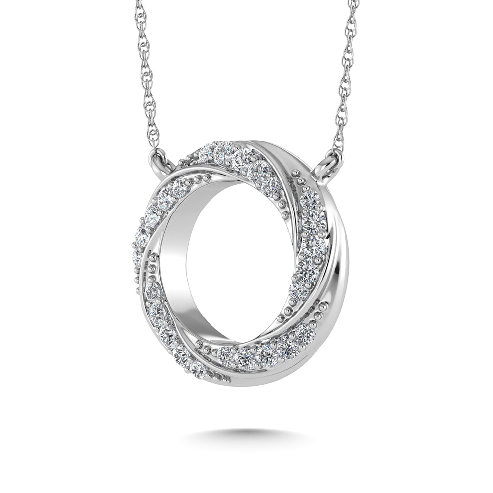 10K White Gold Diamond 1/6 Ct.Tw. Circle Fashion Necklace