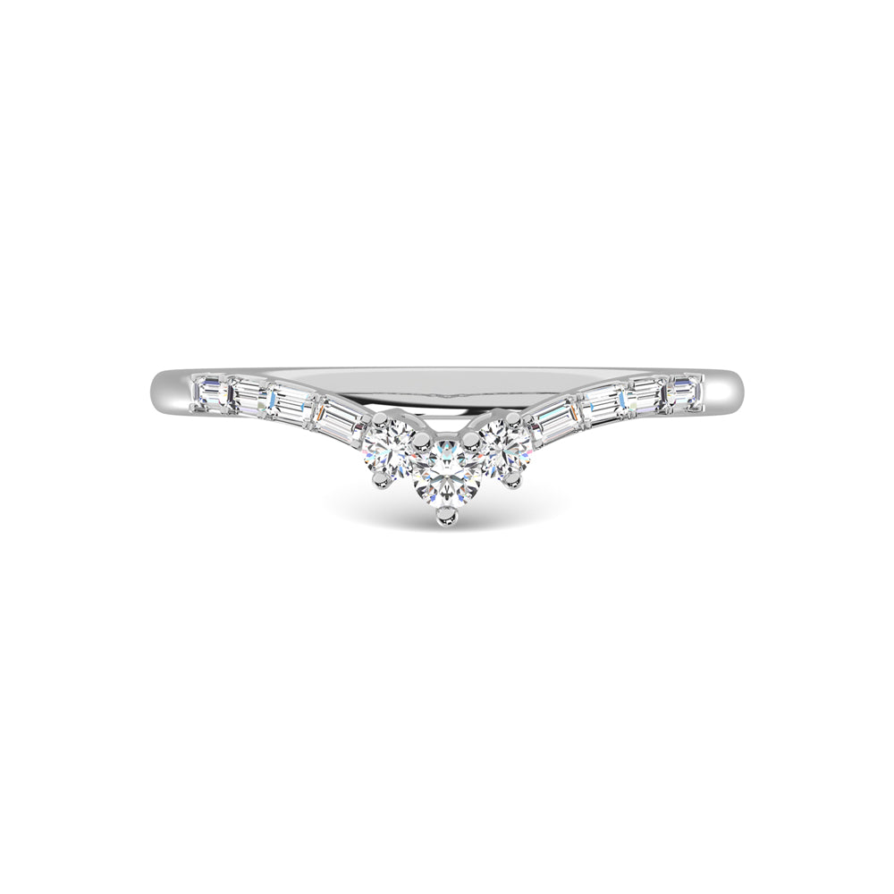 14K White Gold Diamond 1/6 ct. tw. Chevron Band, side profile view showing the band