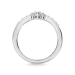 14K White Gold Diamond 1/6 ct. tw. Chevron Band, close-up of the diamond setting