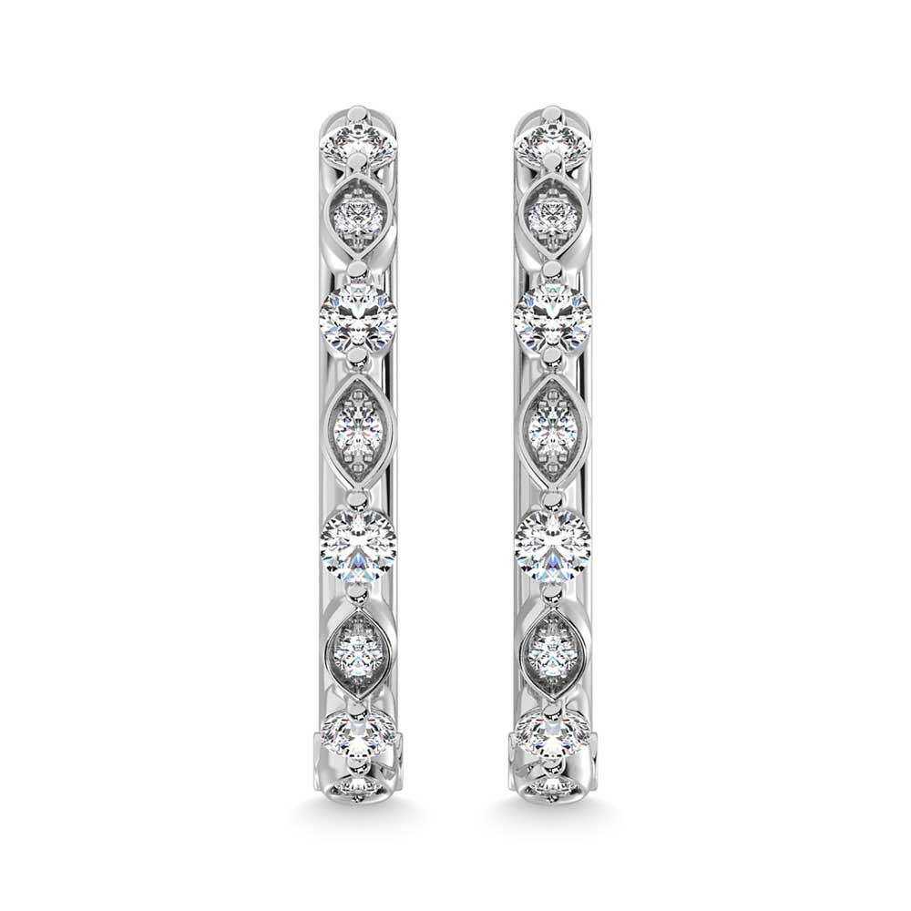 14K White Gold Diamond 3/8 Ct.Tw. Hoop Earrings  Picasso Gold & Diamond Jewelry