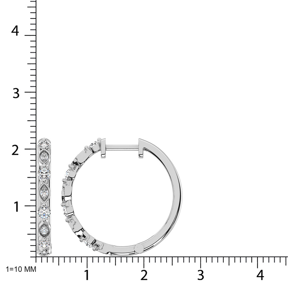 14K White Gold Diamond 3/8 Ct.Tw. Hoop Earrings  Picasso Gold & Diamond Jewelry