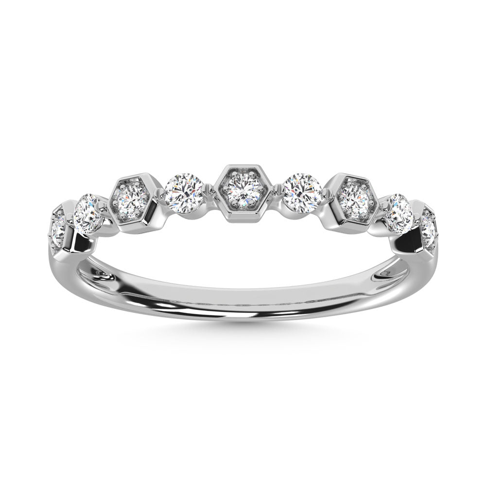14K White Gold Diamond  1/4 Ct.Tw. Stack Band