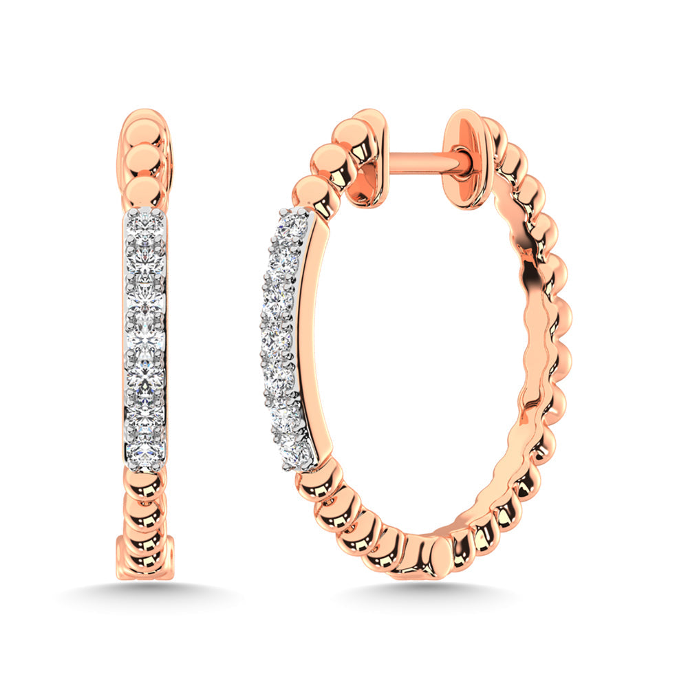 10K Rose Gold Diamond 1/6 Ct.Tw. Hoop Earrings  Picasso Gold & Diamond Jewelry