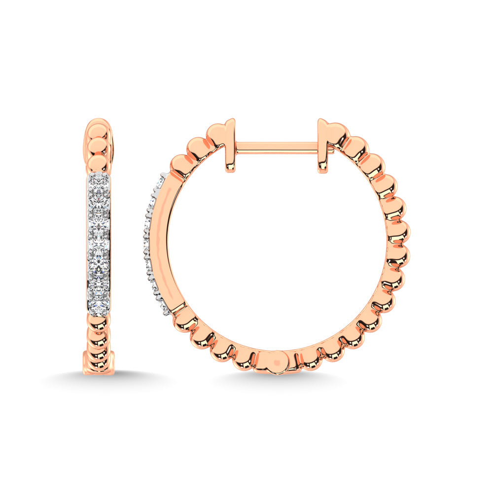 10K Rose Gold Diamond 1/6 Ct.Tw. Hoop Earrings  Picasso Gold & Diamond Jewelry