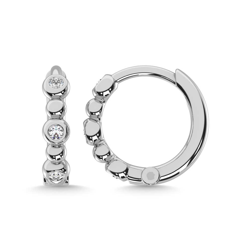 14K White Gold Diamond 1/10 Ct.Tw. Hoop Earrings  Picasso Gold & Diamond Jewelry