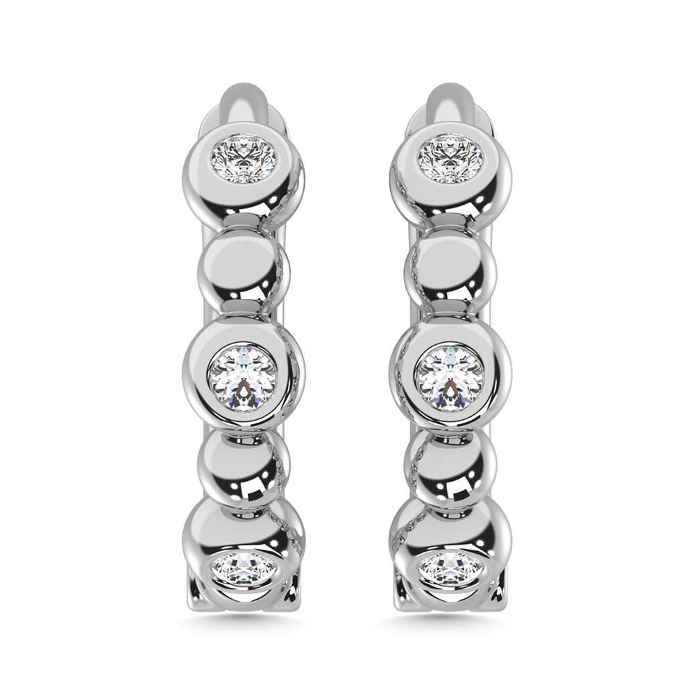 14K White Gold Diamond 1/10 Ct.Tw. Hoop Earrings  Picasso Gold & Diamond Jewelry